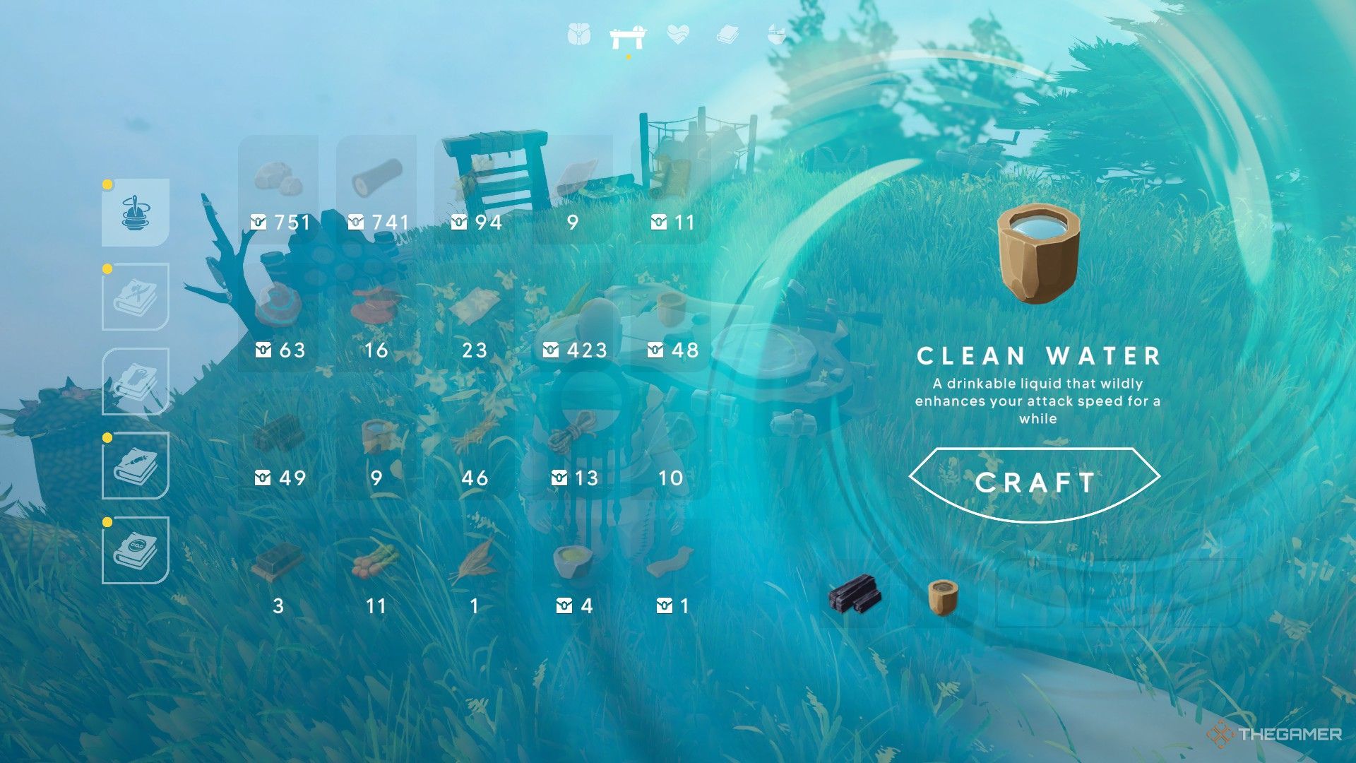 Crafting clean water using charcoal in Aloft.