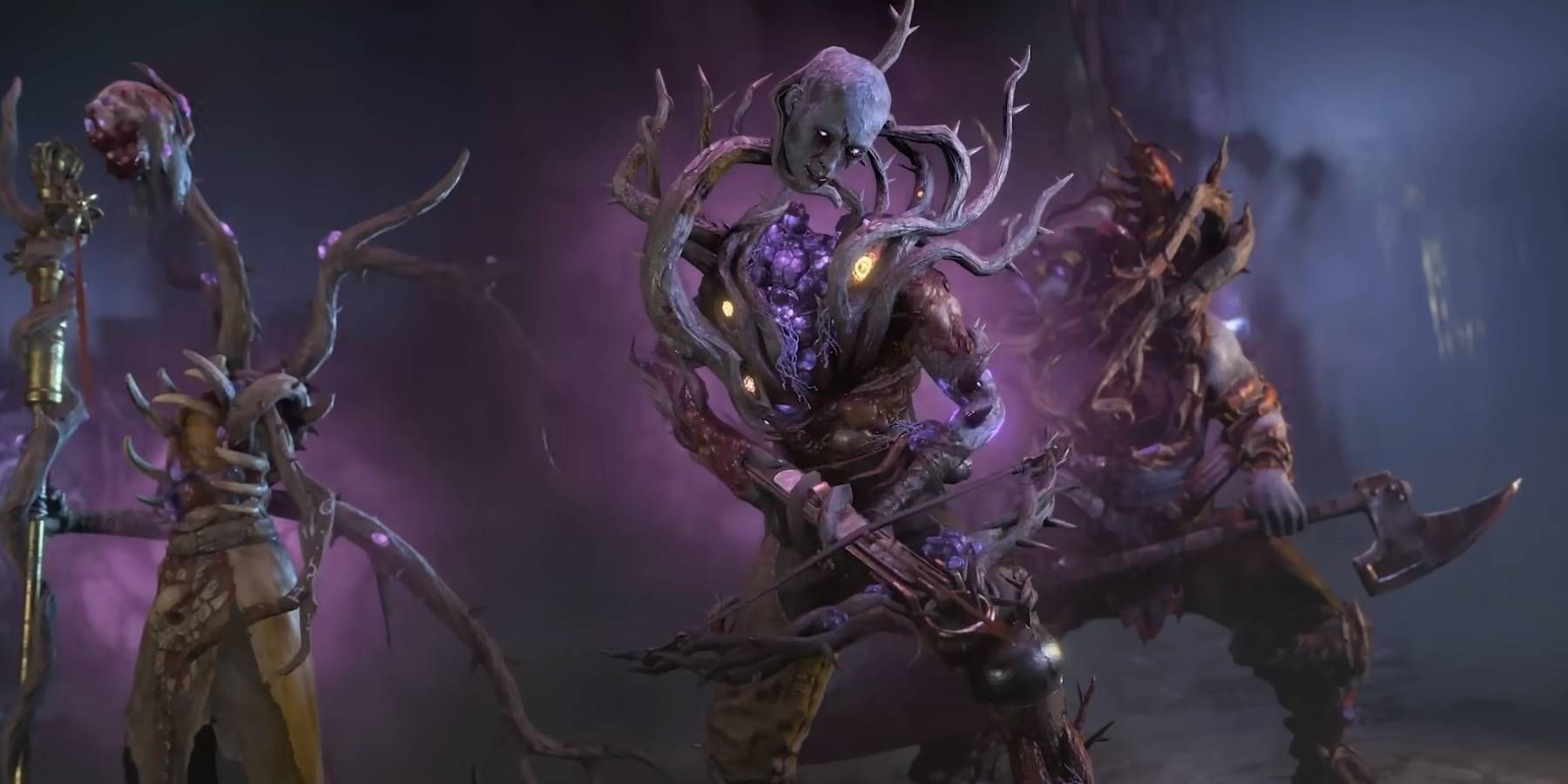 Diablo 4 Season 7 three corrupted characters from Witch magic