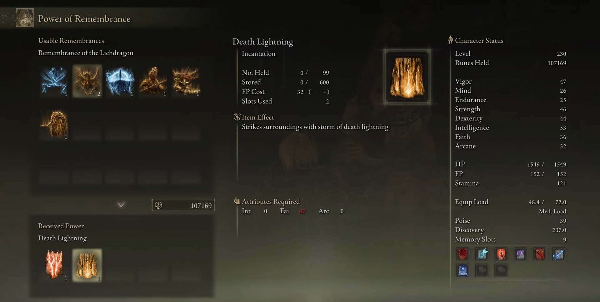Death Lightning stats
