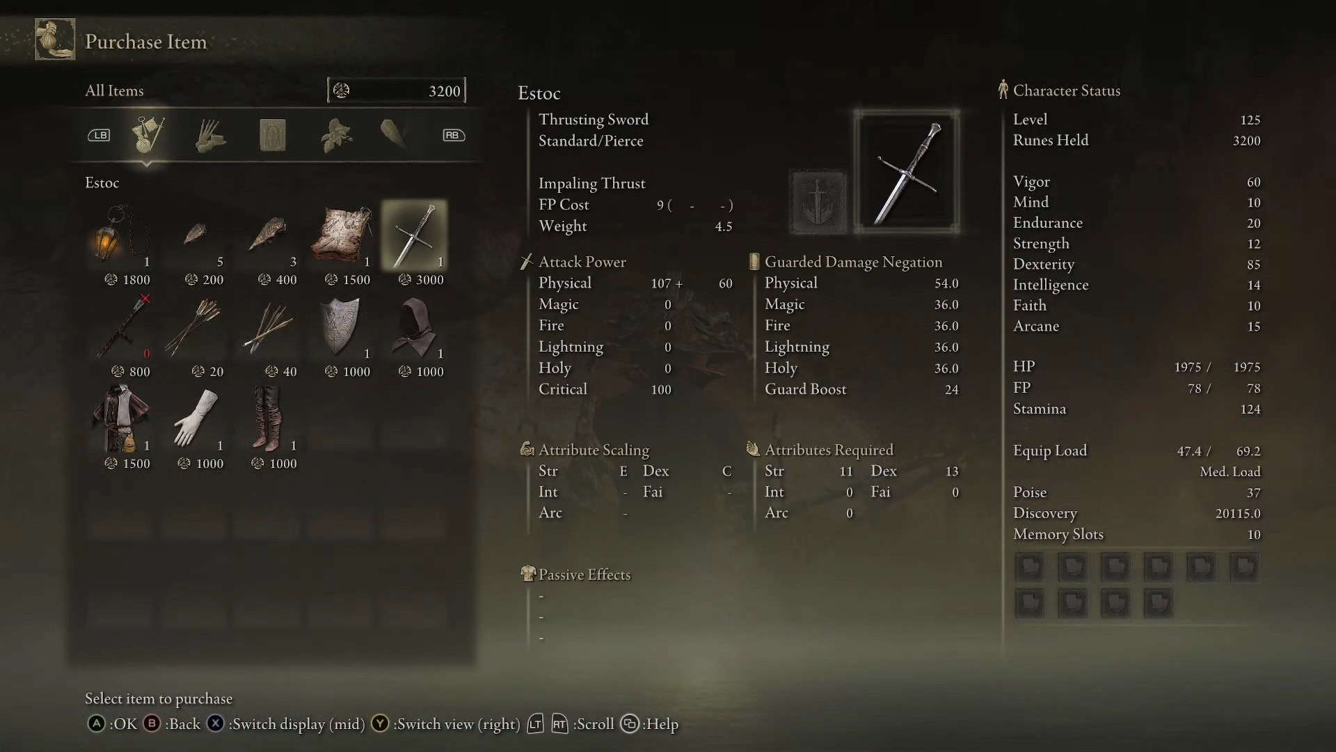 Estoc elden ring stats