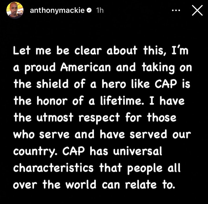 Anthony Mackie comment on his Instagram.