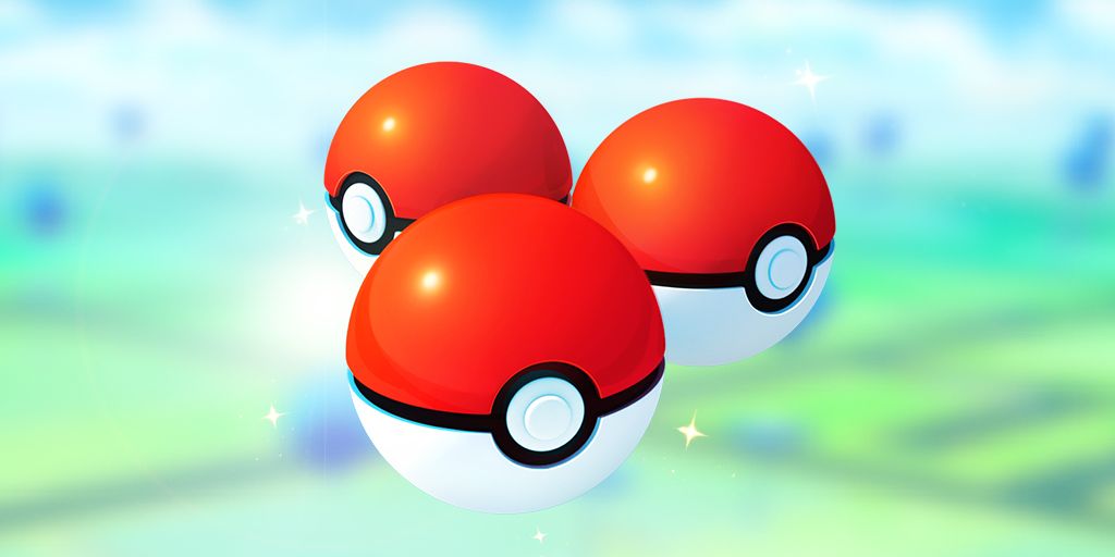 Three Poké Balls with a Pokémon Go map background.