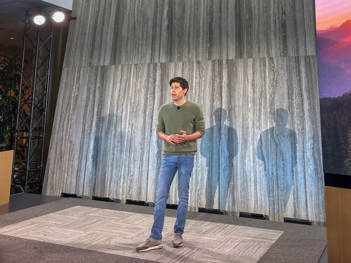 OpenAI CEO Sam Altman on stage at a product launch.