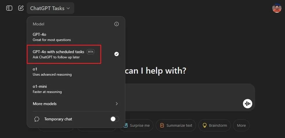 Task Scheduling and Reminder Setup in ChatGPT