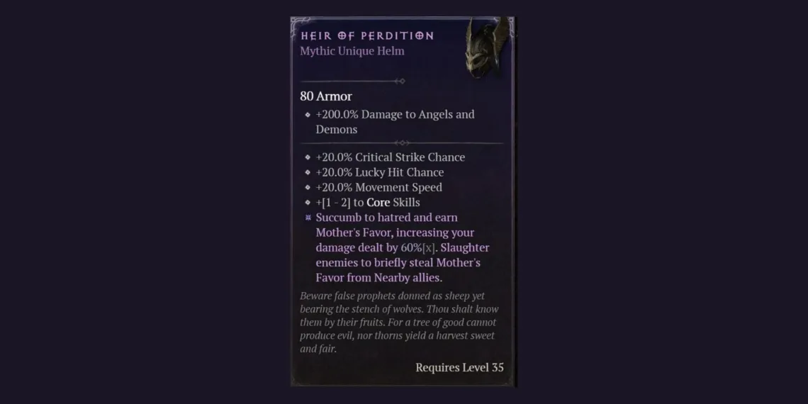 Unlocking the Mythic Heir of Perdition Unique Helm