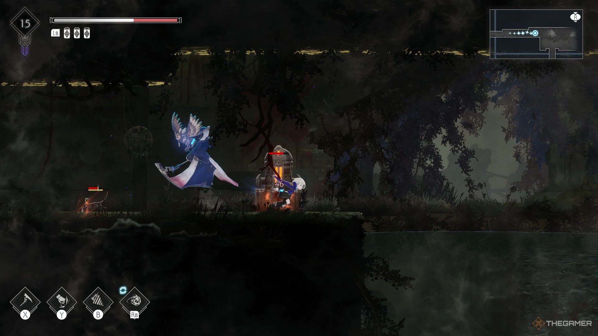 Confronting a machine that spawns rats in Ender Magnolia.