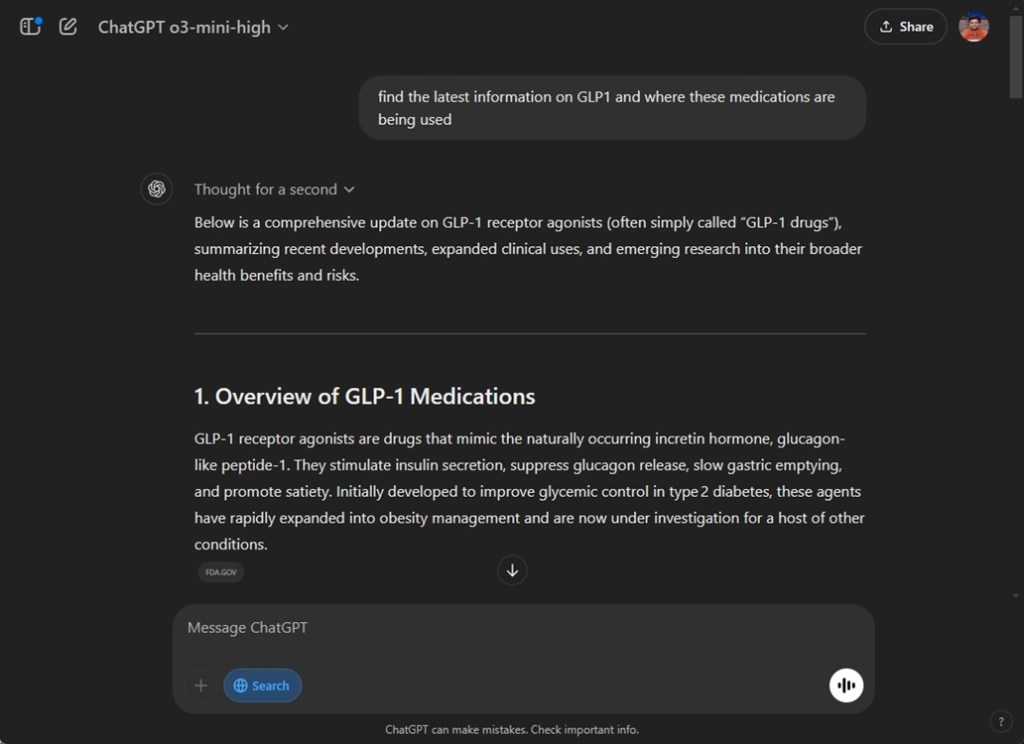 using o3 mini with web search