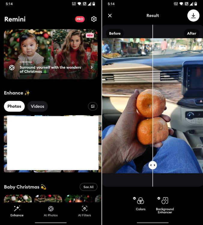 Remini Image Upscaling Interface