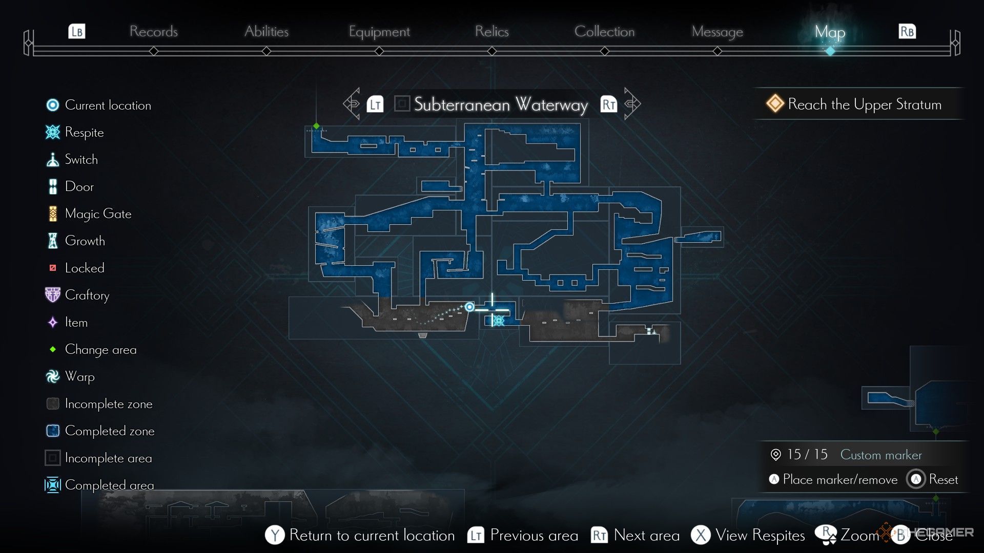 Map view of the Subterranean Waterway in Ender Magnolia: Bloom In The Mist.