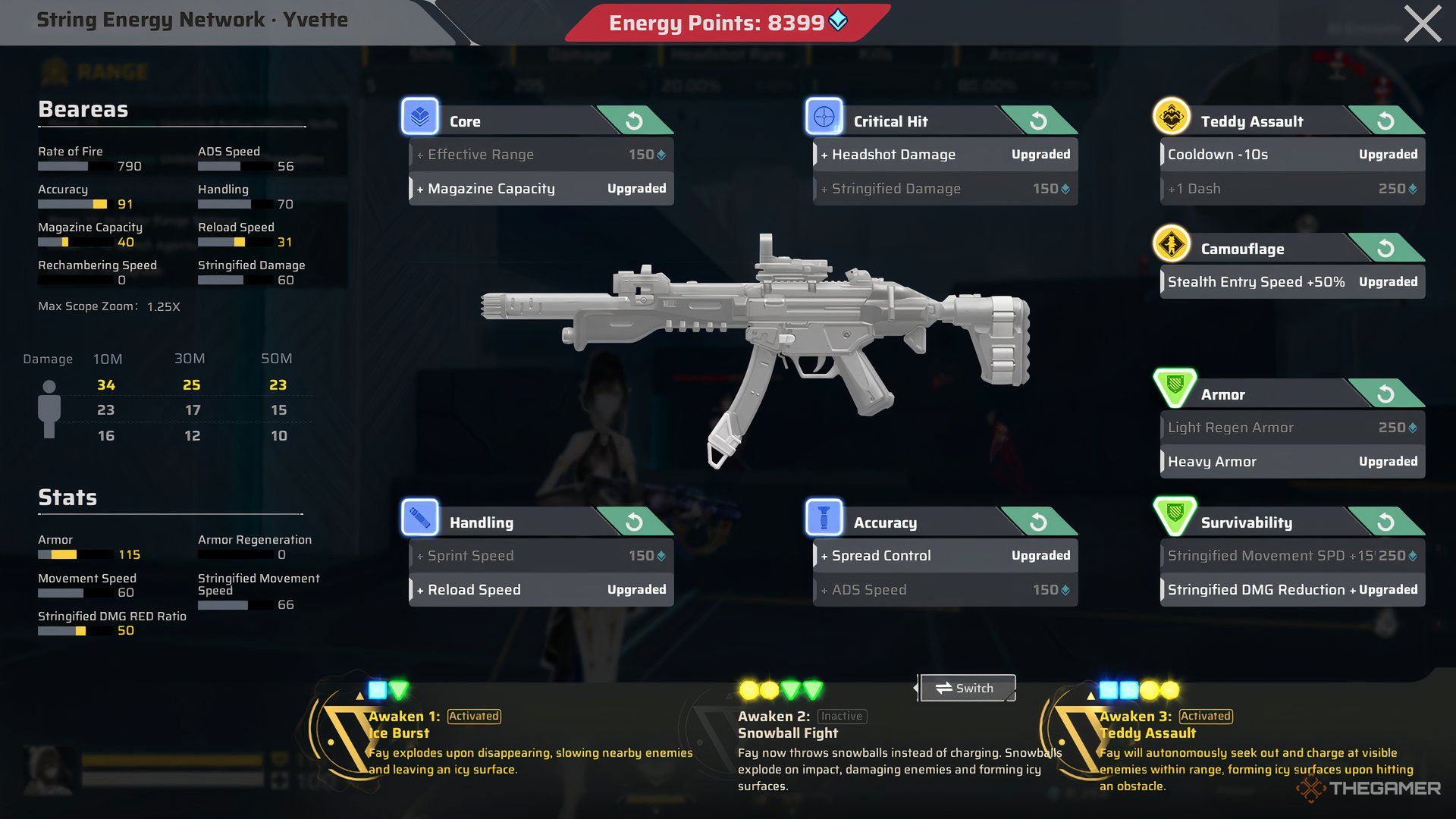 Yvette's loadout featuring the Beareas SMG.