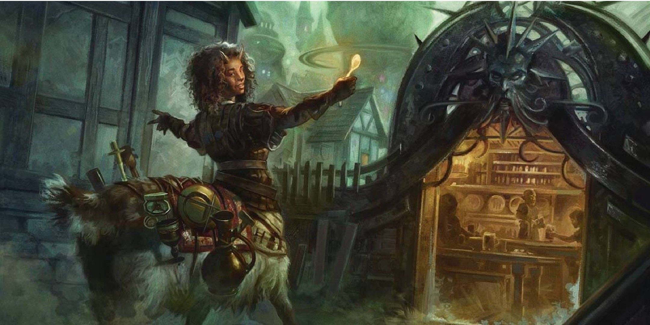 A centaur navigating a city.