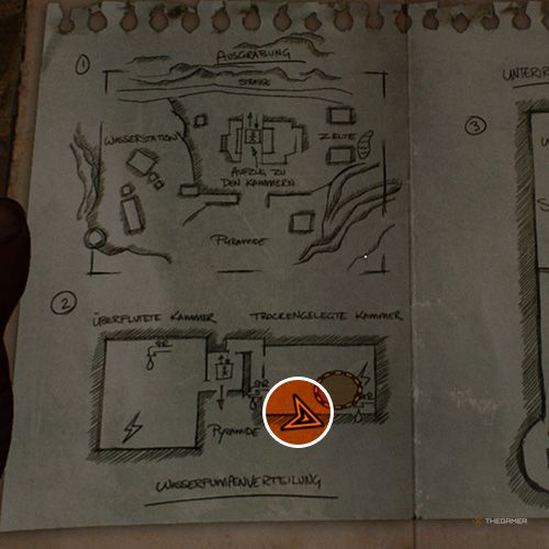An orange circle indicating the location of the Aduno Koro lost artifact in Indiana Jones And The Great Circle