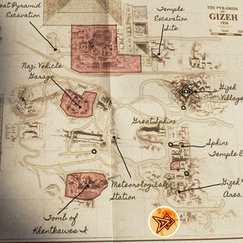 An orange circle showing the location of the Nok Sculpture lost artifact in Indiana Jones And The Great Circle