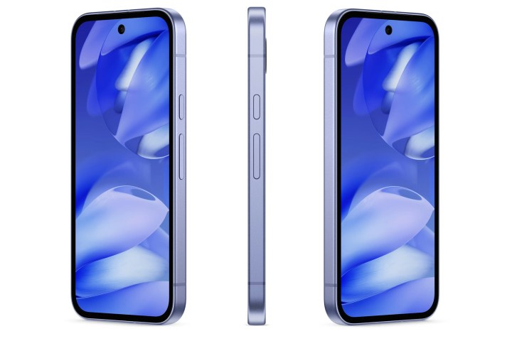 Google Pixel 9a iris purple leaked image showing sides and button layout.
