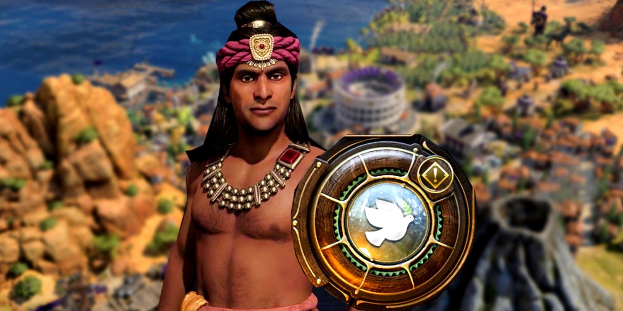 Ashoka Next to the pantheon logo in Civilization VII