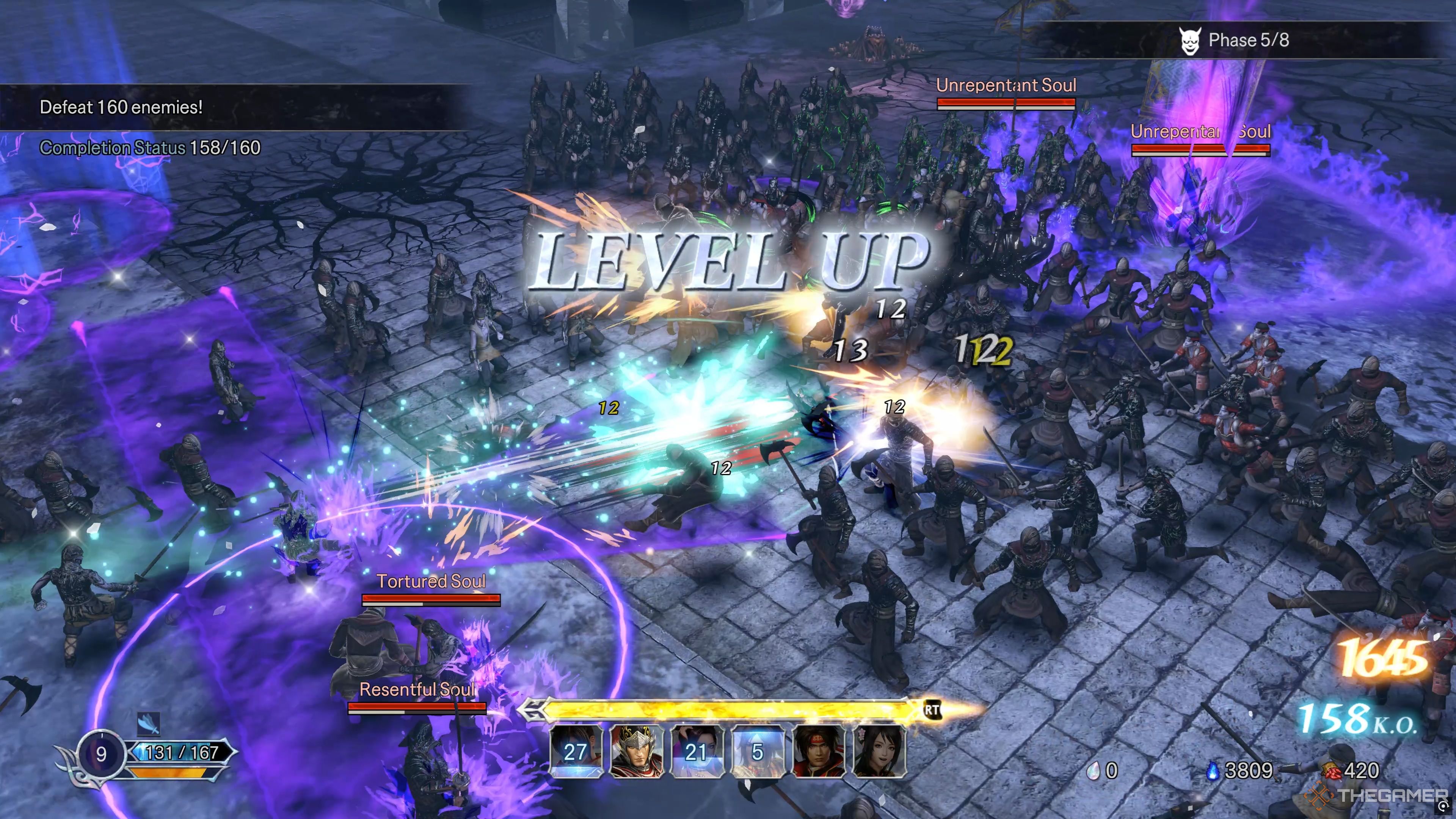 Leveling up in Warriors: Abyss restores some health.
