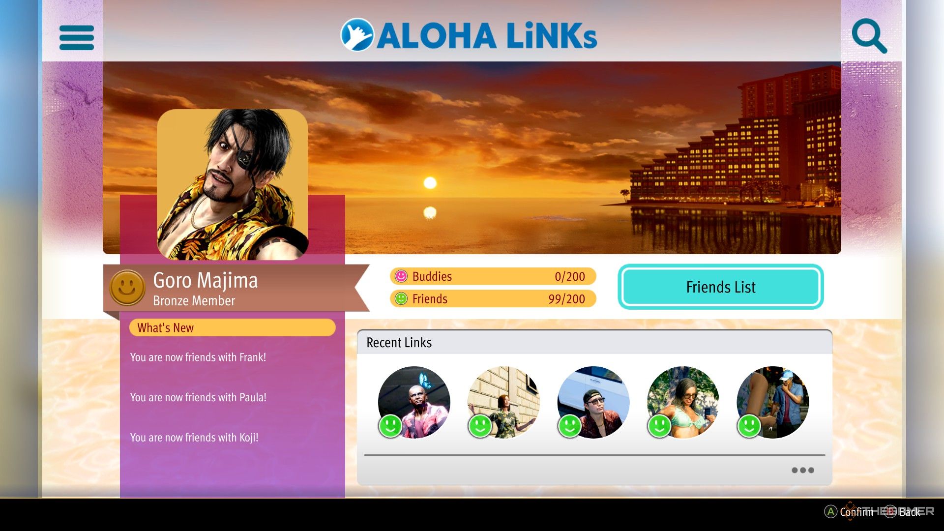 Aloha Links menu in Like a Dragon: Pirate Yakuza in Hawaii.