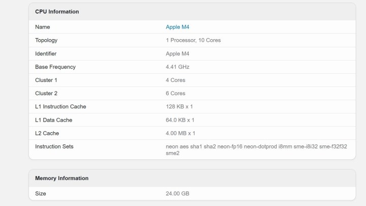 The M4 MacBook Air February 19 Geekbench 6 benchmark.