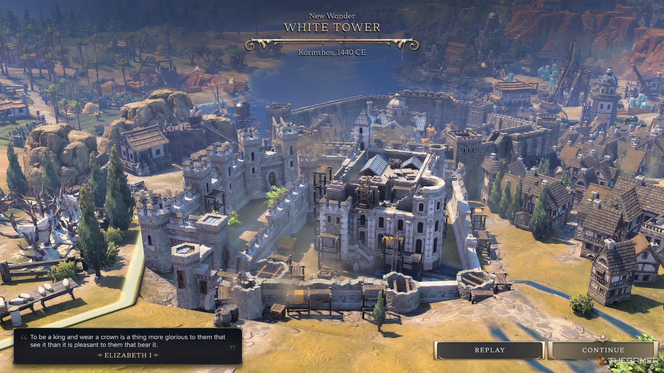 The White Tower wonder being built in Civilization 7.