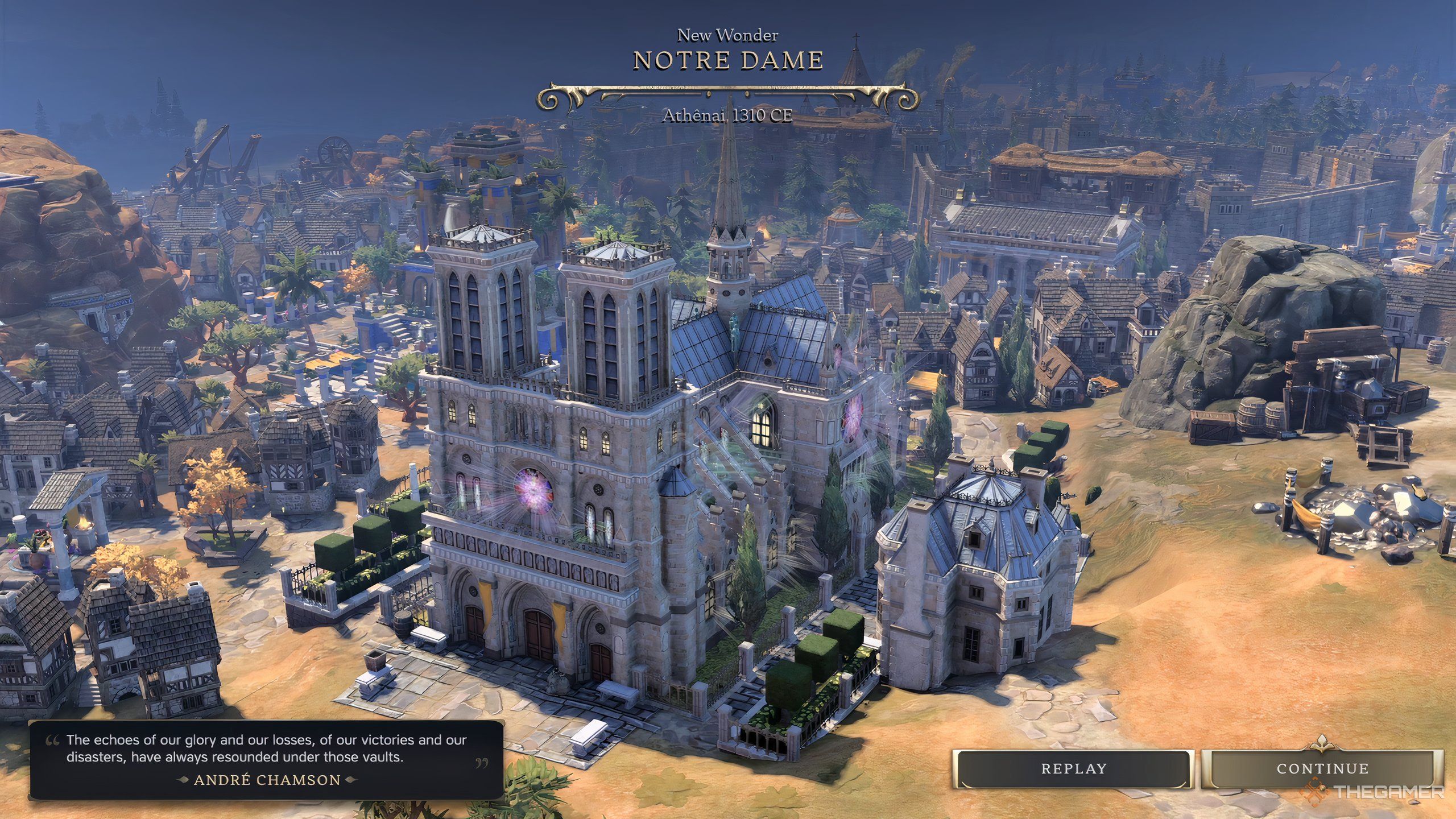 The Notre Dame Wonder being constructed in Civ 7.
