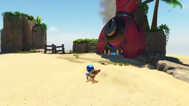 Astro Bot enjoying a beach day.