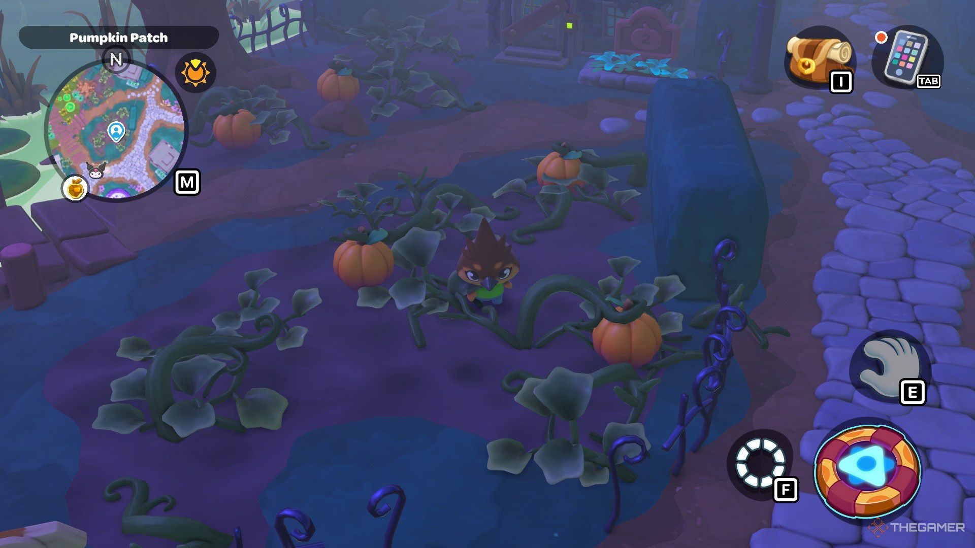 Player standing on the pumpkin patch in Hello Kitty Island Adventure