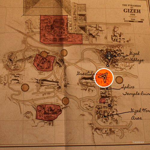 An orange circle showing the location of the Ivory Mask lost artifact in Indiana Jones And The Great Circle