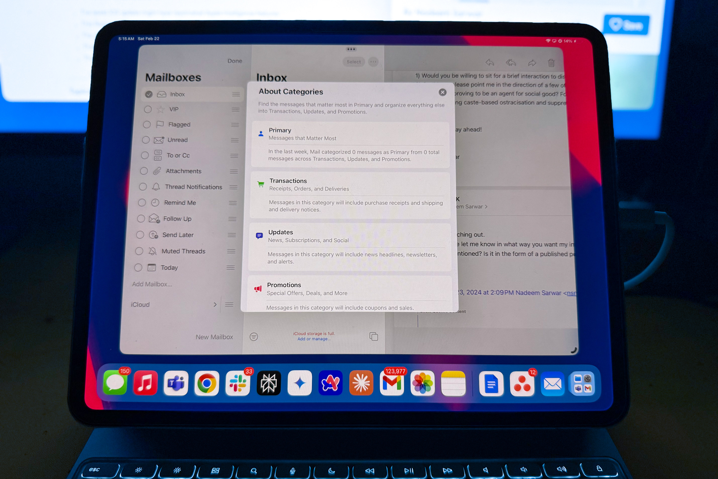 Visualization of categories in the Apple Mail app.
