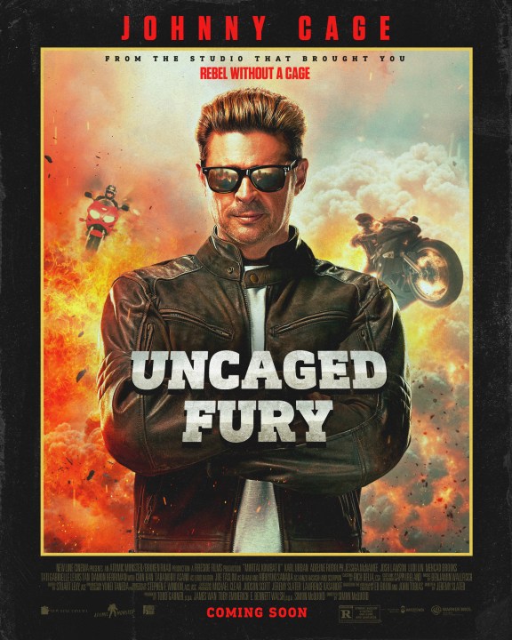 Johnny Cage poses on the poster for Uncaged Fury.