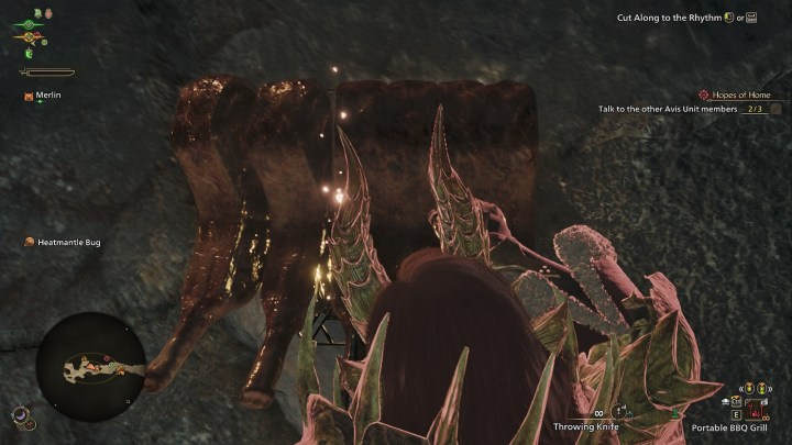 Cutting through steak in Monster Hunter Wilds.
