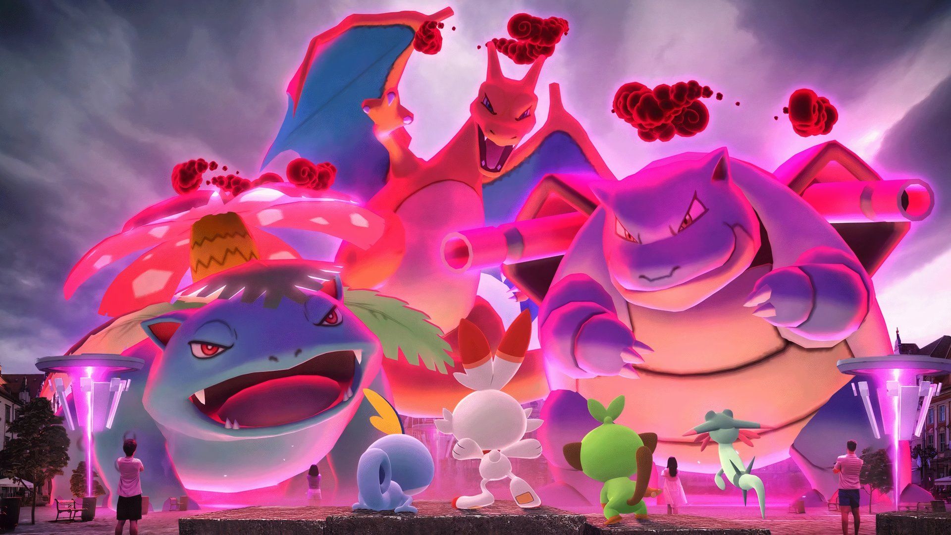 Image showcasing various Pokémon in Max Battles.