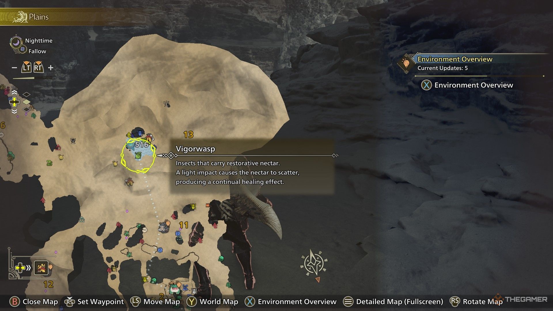 The map location of Vigorwasp in Monster Hunter Wilds.