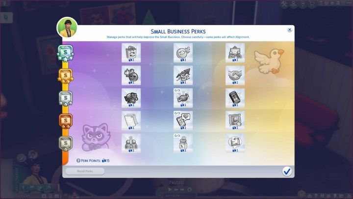 Small business perks in The Sims 4: Businesses and Hobbies.