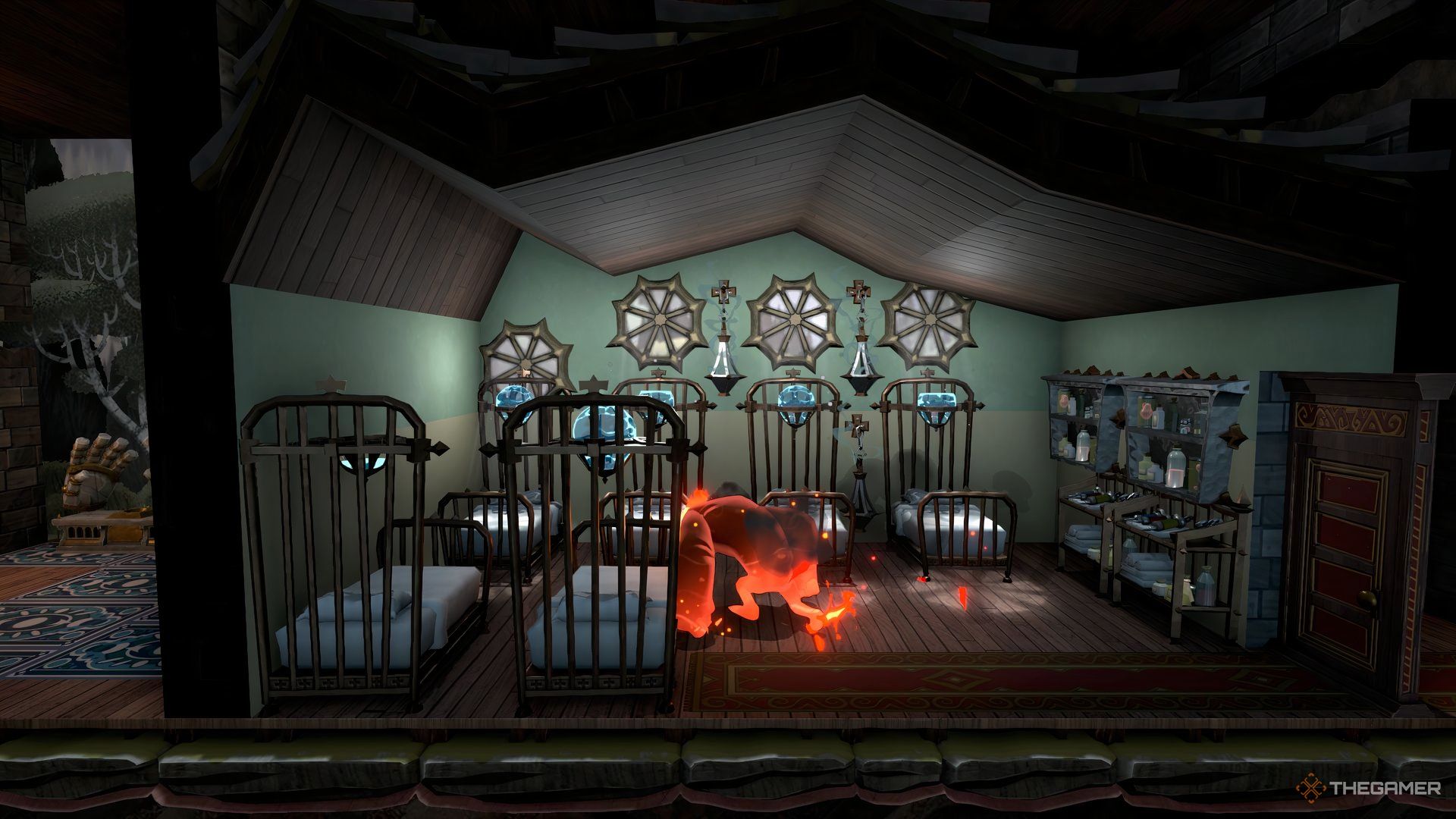 A Fire Mage throws a tantrum and begins destroying furniture in Mind Over Magic.