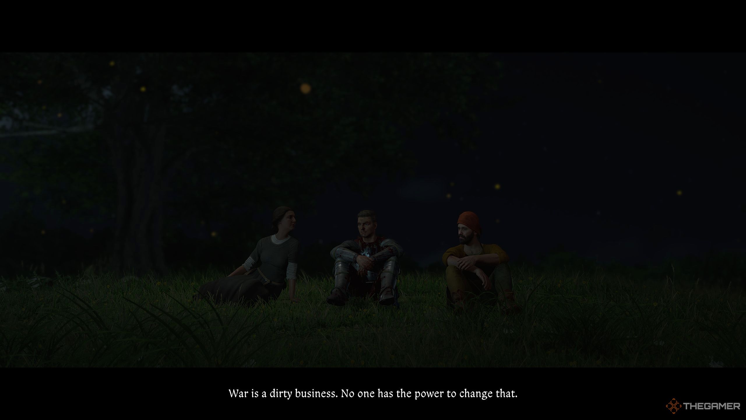 Henry talking to his parents during the night in Kingdom Come Deliverance 2.