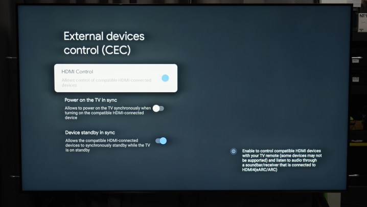 TCL CEC Sync Settings