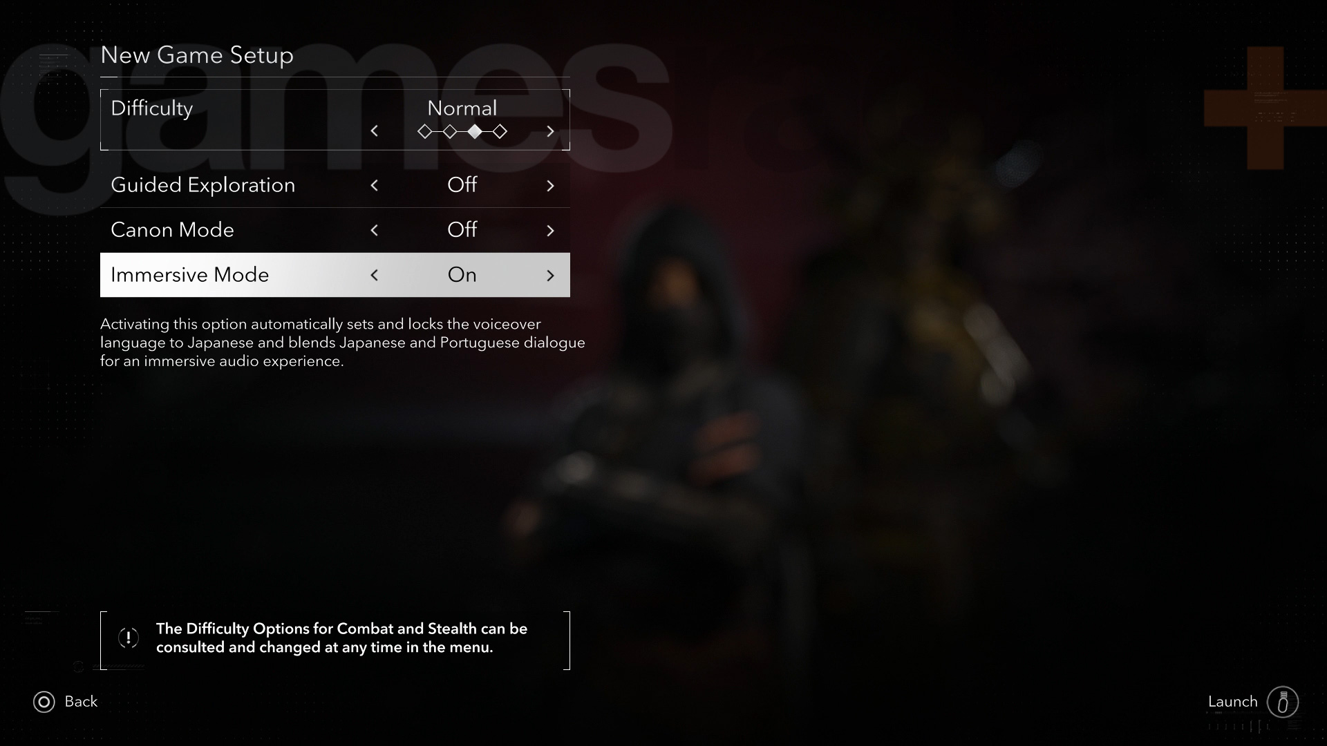 Changing Immersive Mode settings in Assassin's Creed Shadows