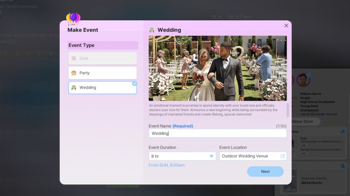 Planning a wedding in Inzoi.