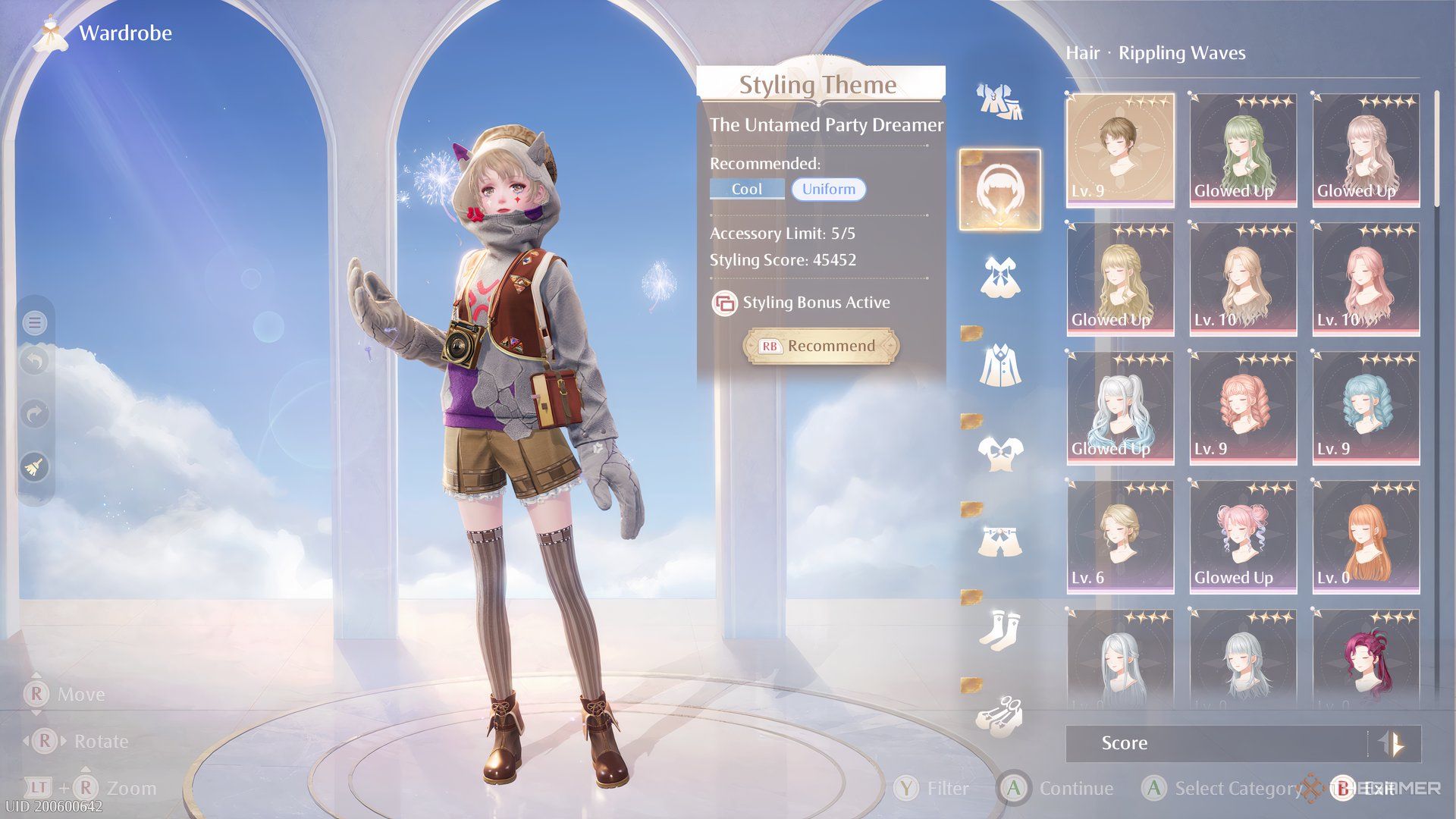Nikki displays a stylish outfit for The Untamed Party Dreamer theme in Infinity Nikki.