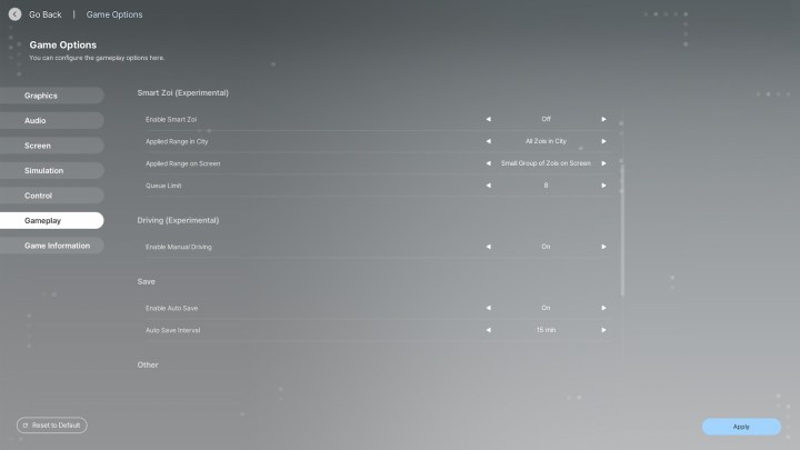 Gameplay settings in Inzoi.