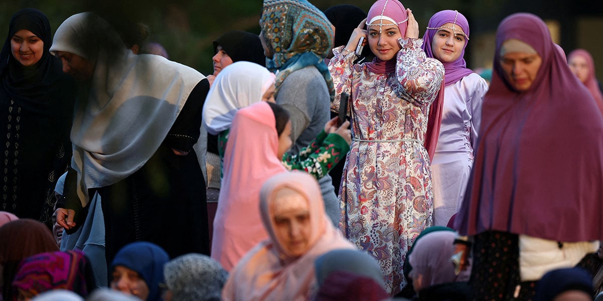 Muslims in Albania prepare for Eid ul-Fitr prayer at Skanderbeg Square in Tirana, Albania, March 30, 2025. — Reuters