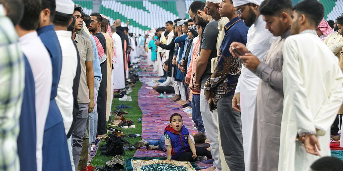 Muslim worshippers participate in Eid ul-Fitr prayer at Education City Stadium in Al Rayyan, Qatar, March 30, 2025. — Reuters