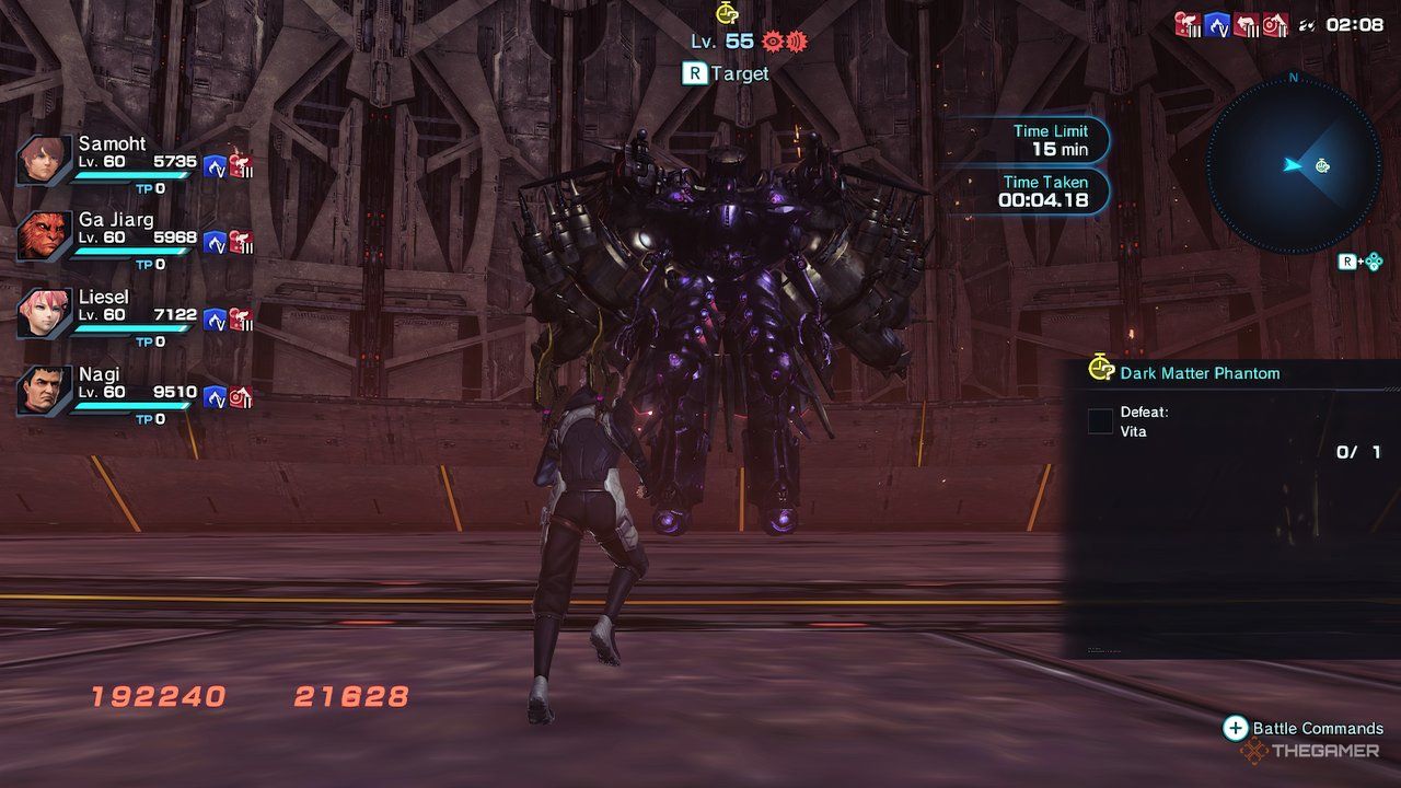 A screenshot showing the Dark Matter Phantom time attack mission in Xenoblade Chronicles X: Definitive Edition.