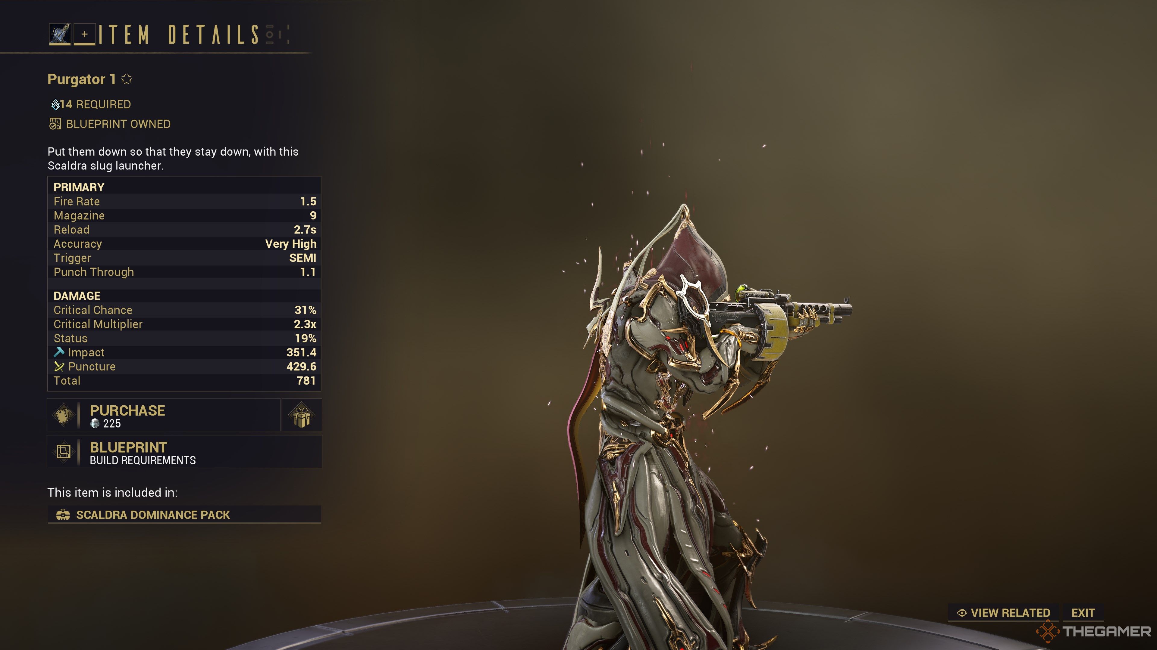 Warframe Purgator 1 Stats