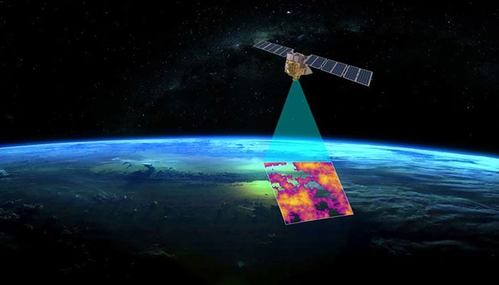 This illustration depicts a satellite designed to monitor methane emissions.