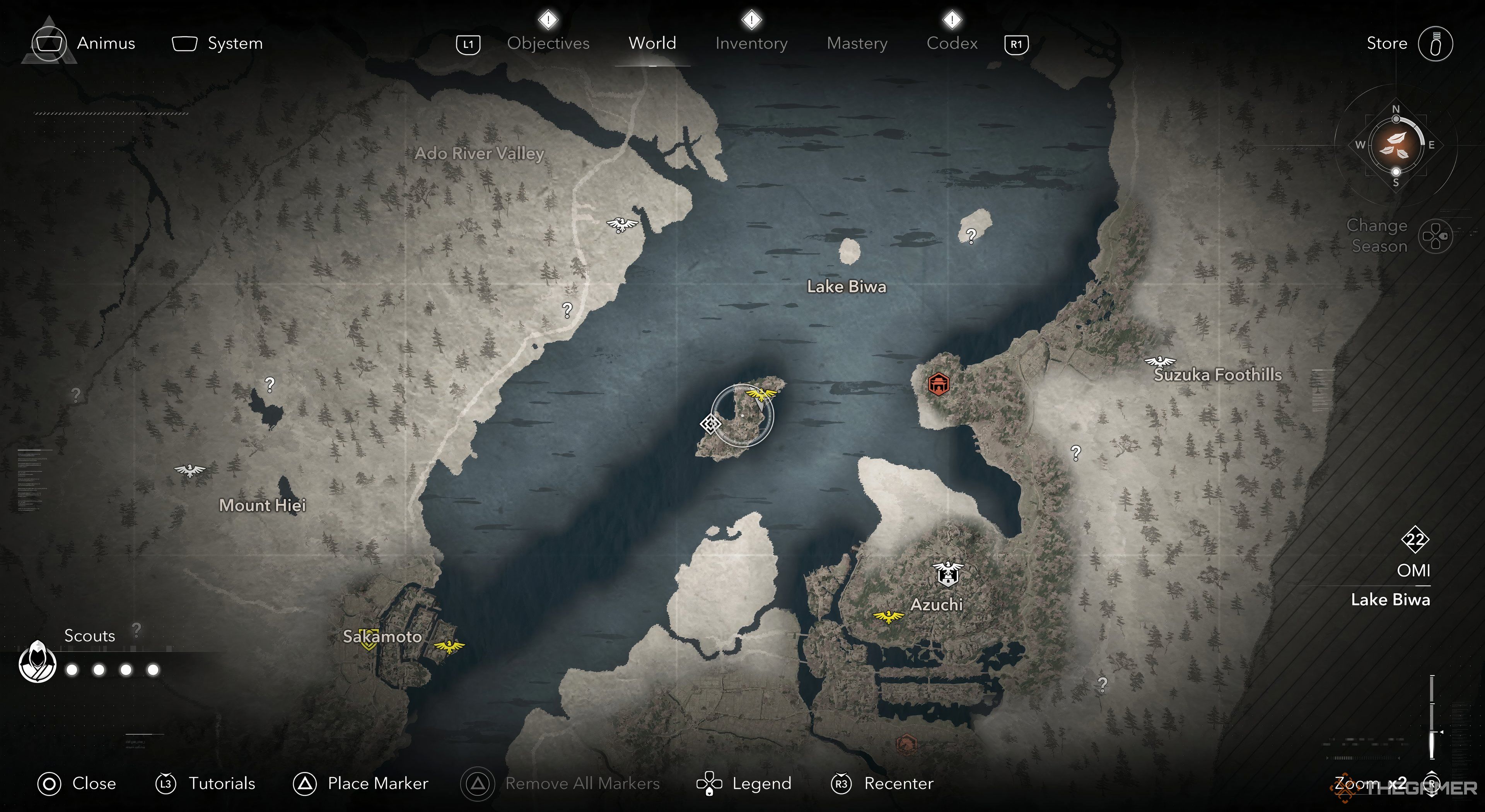 Okishima's location marked on the map in Assassin's Creed Shadows.
