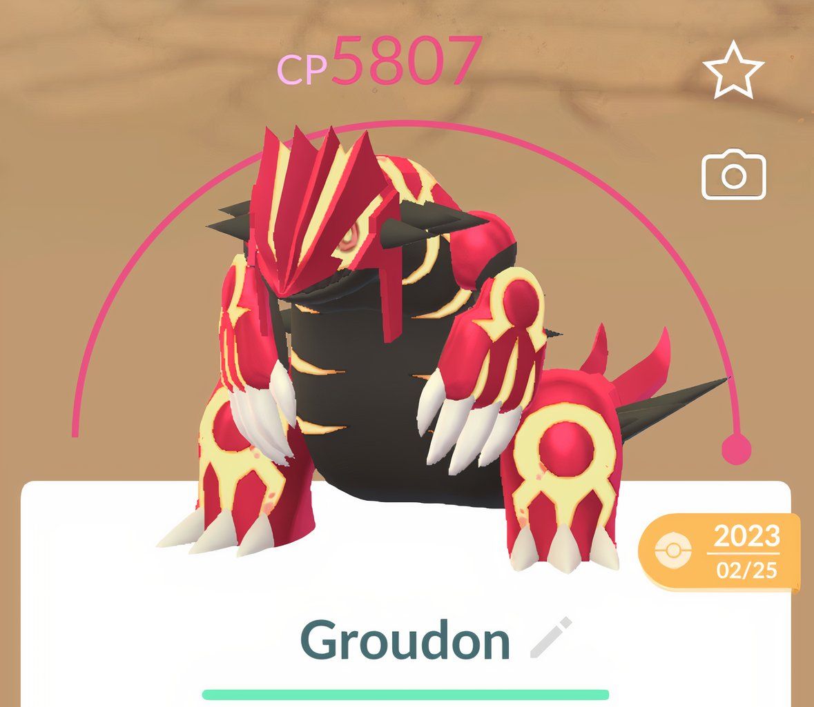 Primal Groudon in the catch screen from Pokemon Go.