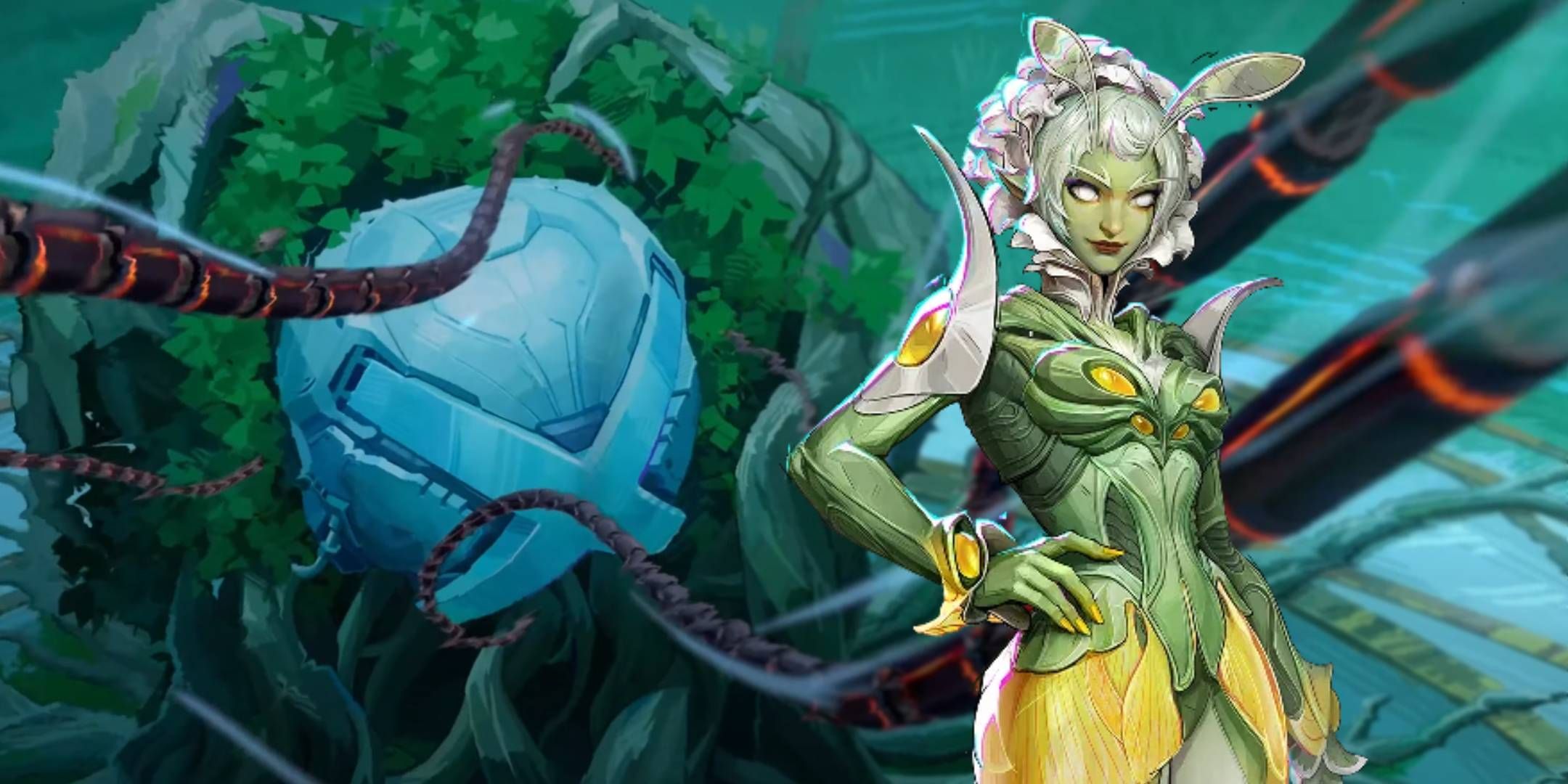 Marvel Rivals Cerebro from Krakoa map with Flora Maiden Mantis skin from Cerebro Database event