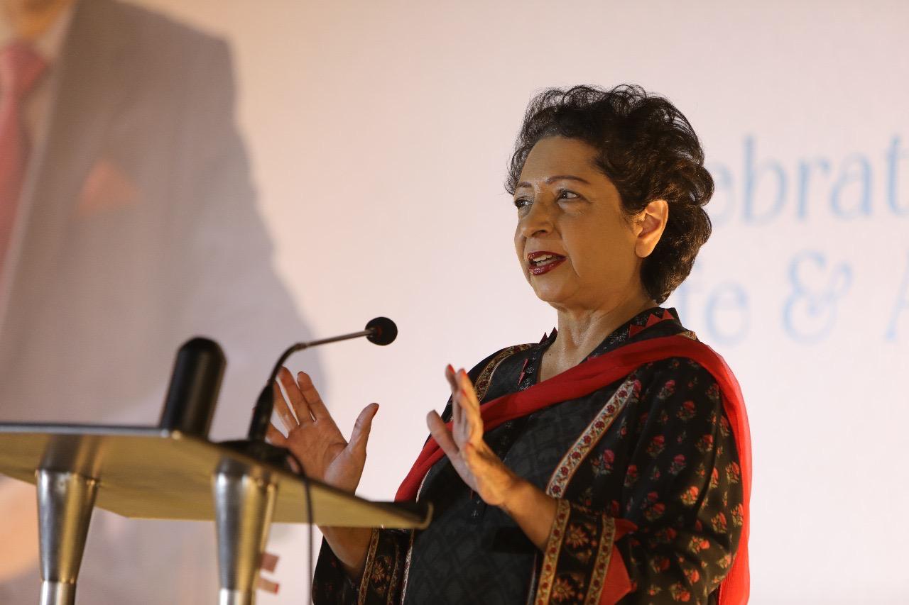 Dr. Maleeha Lodhi, former Ambassador of Pakistan to the UN, US, and UK, shares her thoughts during the memorization event.