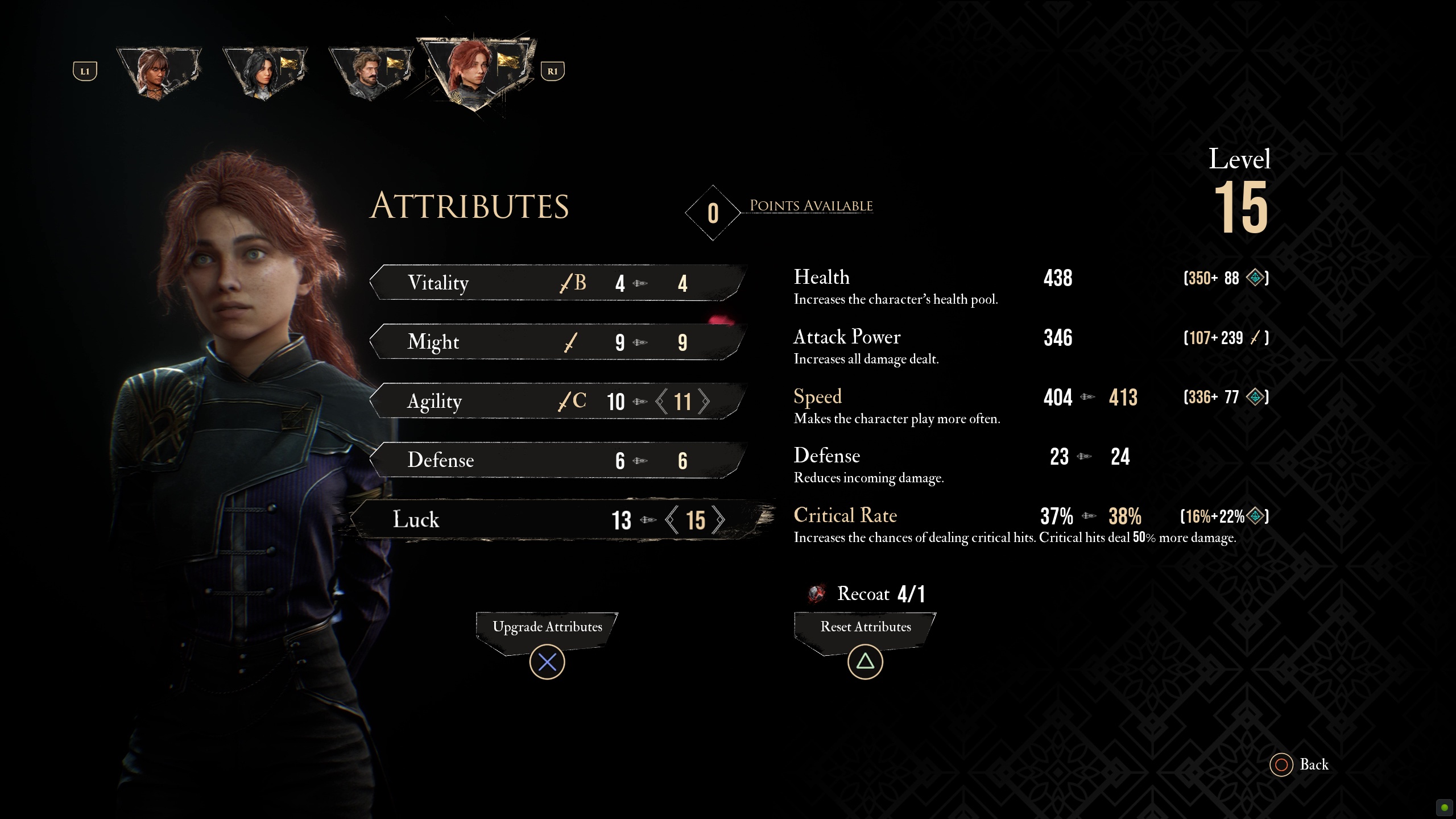 Maelle reaches Level 15 in Clair Obscur: Expedition 33 and distributes stat points across various attributes